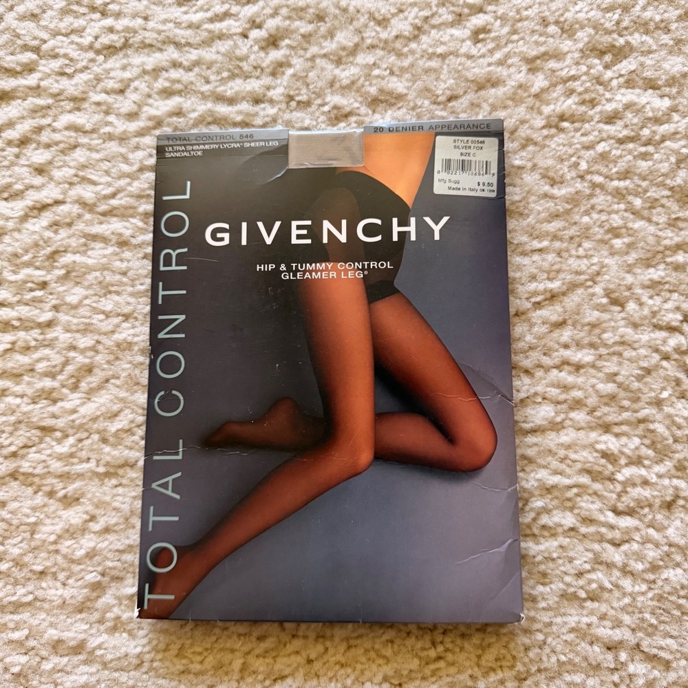 Givenchy Total Control 546 Shimmery Sheer Tights Silver Fox Size C Sandal Toe